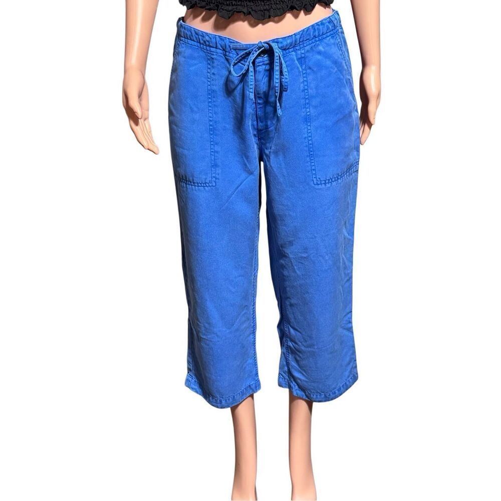 Pulp women mid rise tencel crop capris cobalt pants M
